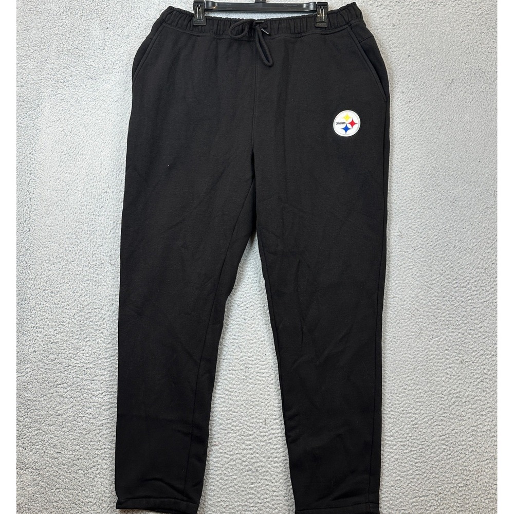 Pittsburgh Steelers Sweatpants Mens Large Black NFL Football Athletic Antigua